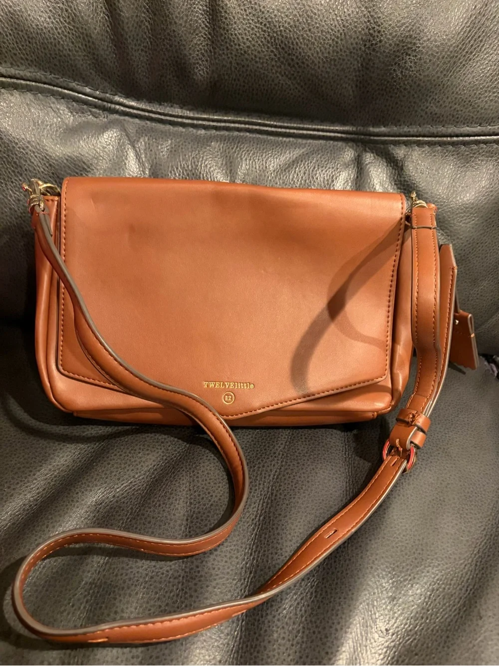 TwelveLittle Brown Leather Crossbody Bag